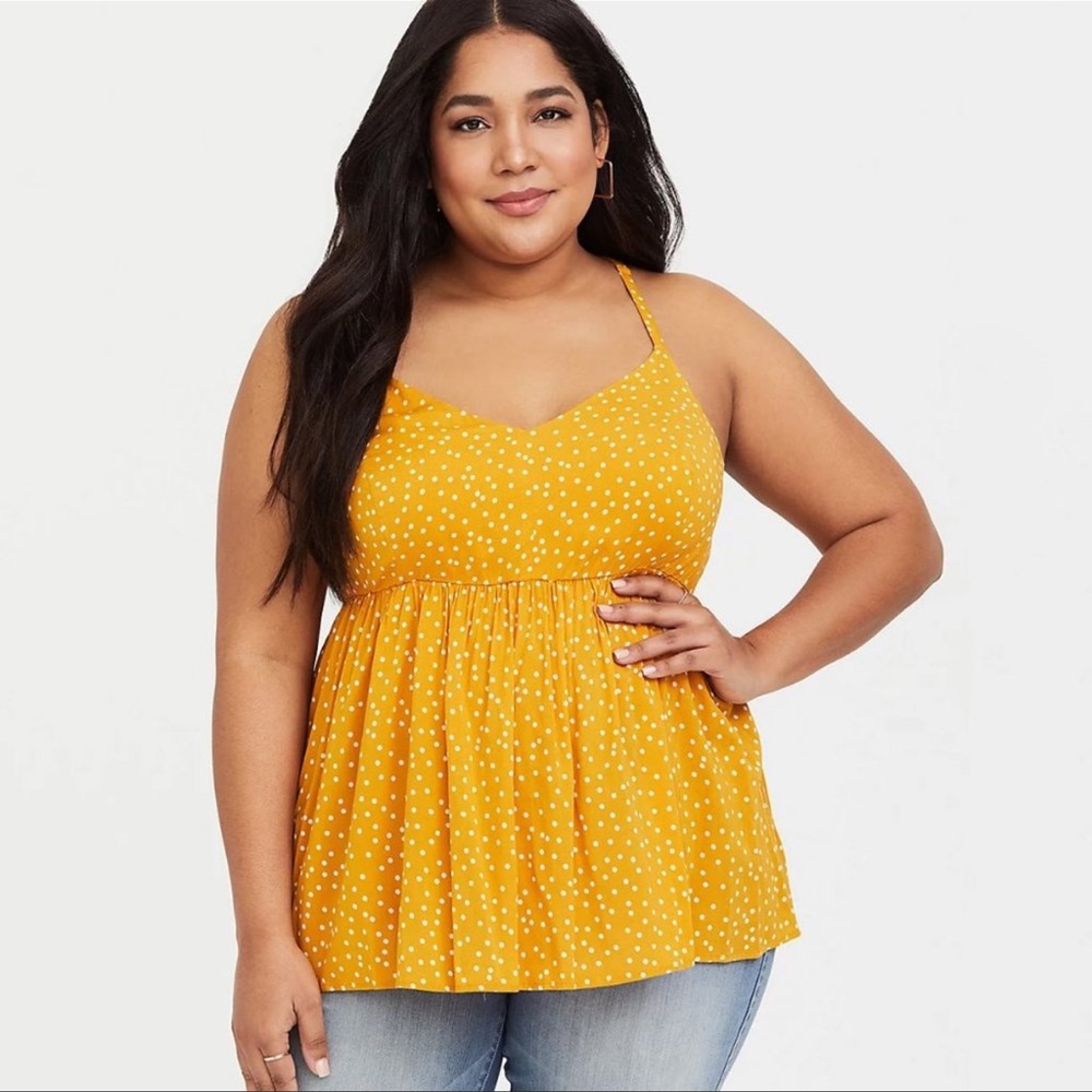 Size 2 in torrid size yellow polka dot tank top